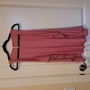 Red and white striped flowy kimono